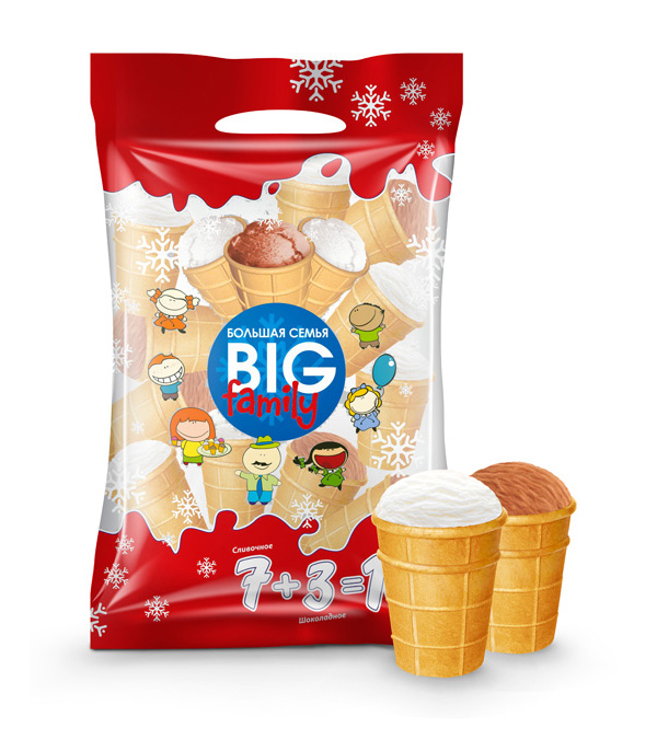 Eis mit Vanille- und Schokogeschmack im Waffelbecher